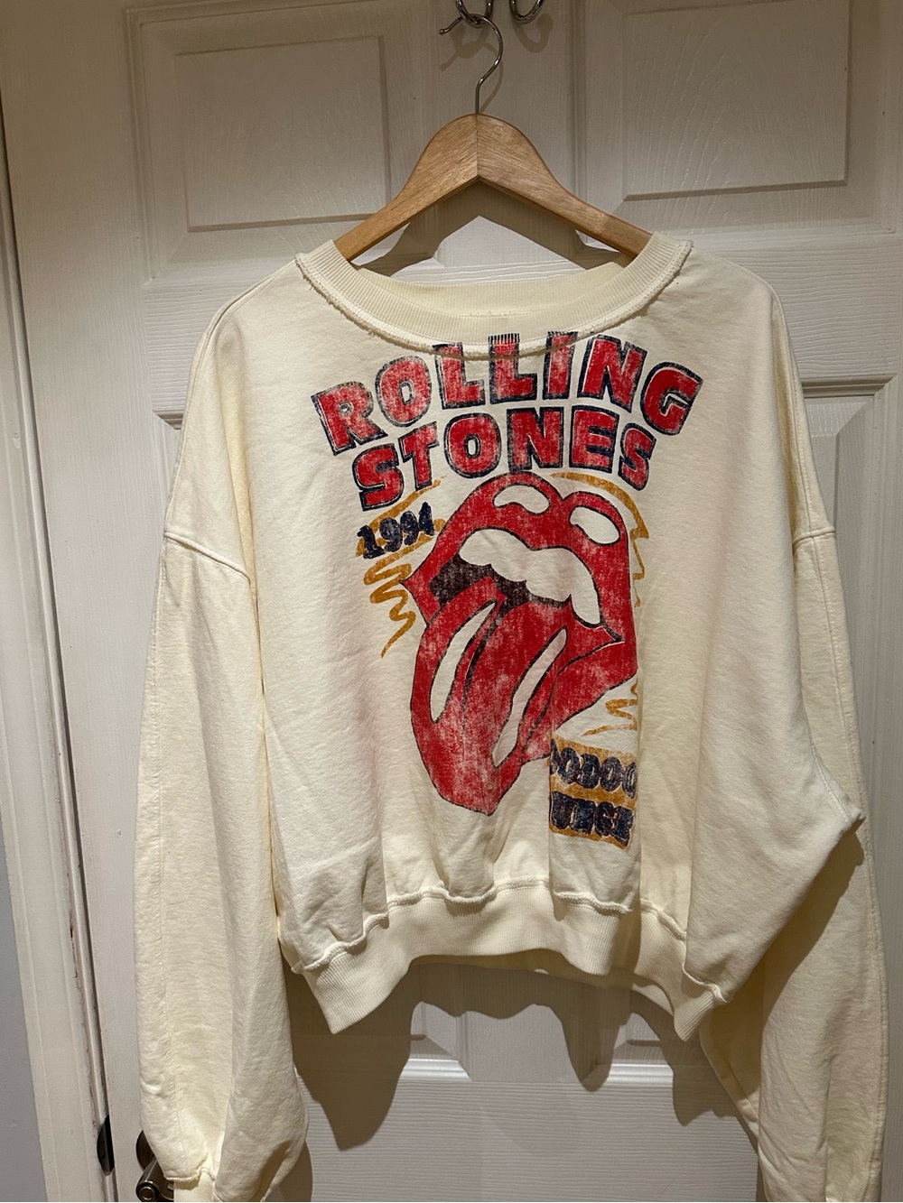 Rolling Stones Vintage Graphic Crewneck Sweatshirt - Cream & Red